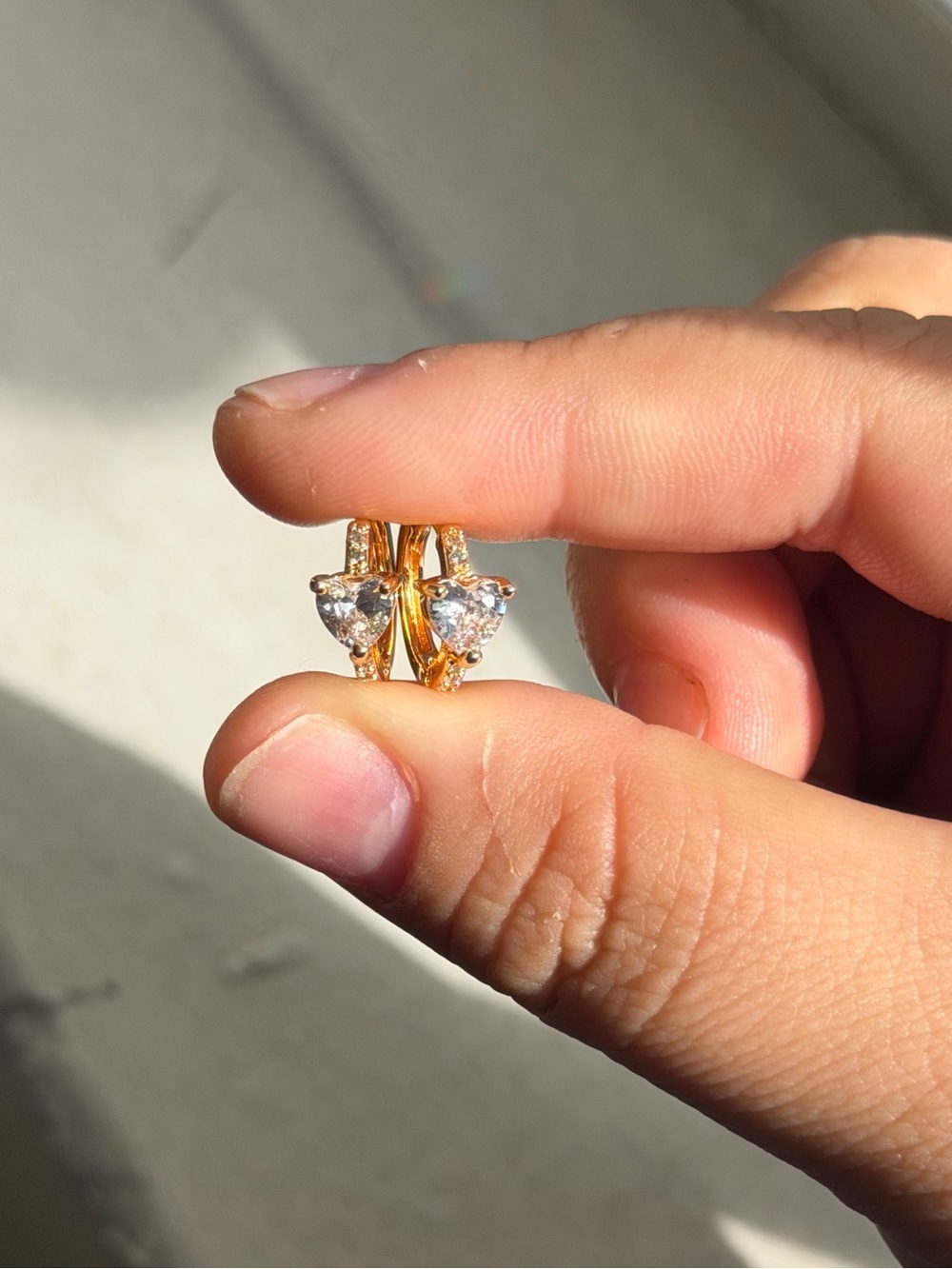 Adina Eden Gold CZ Heart Huggie Earrings